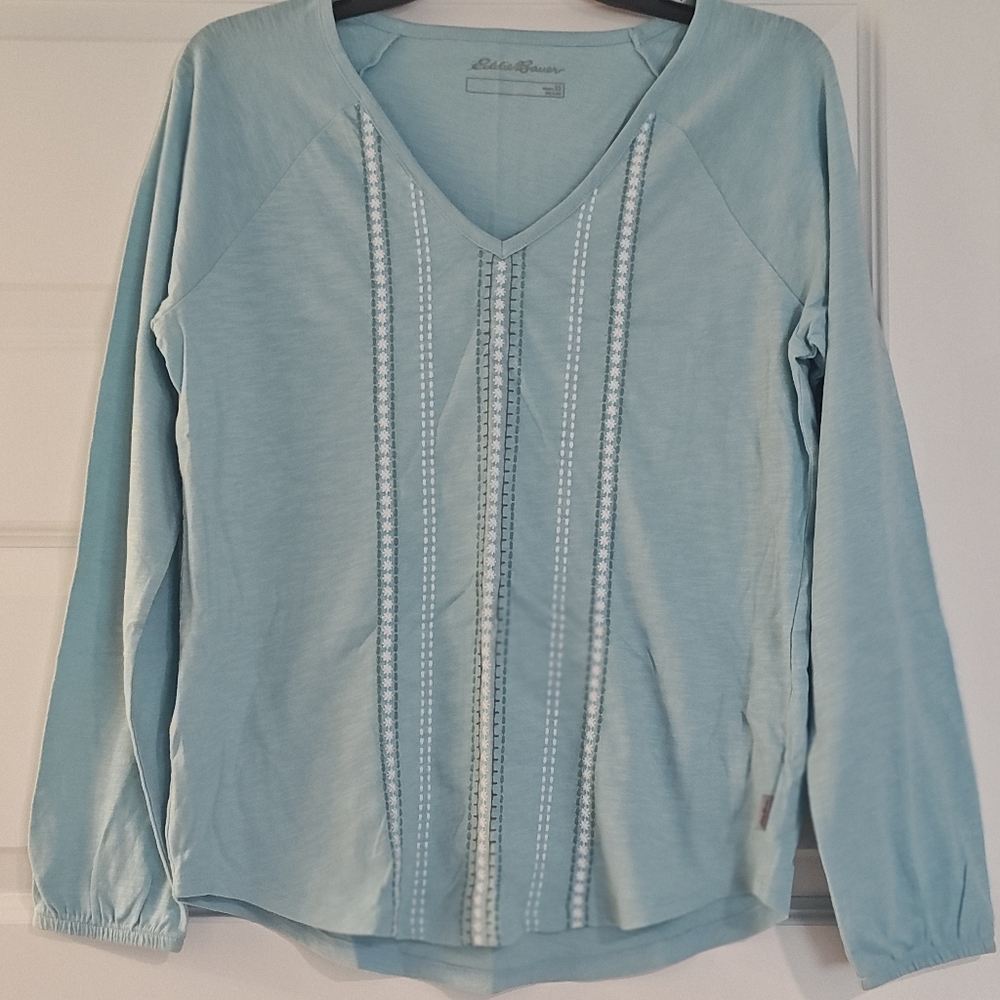 Eddie Bauer Boho Embroidered Cotton Pullover | Long Sleeve | XS